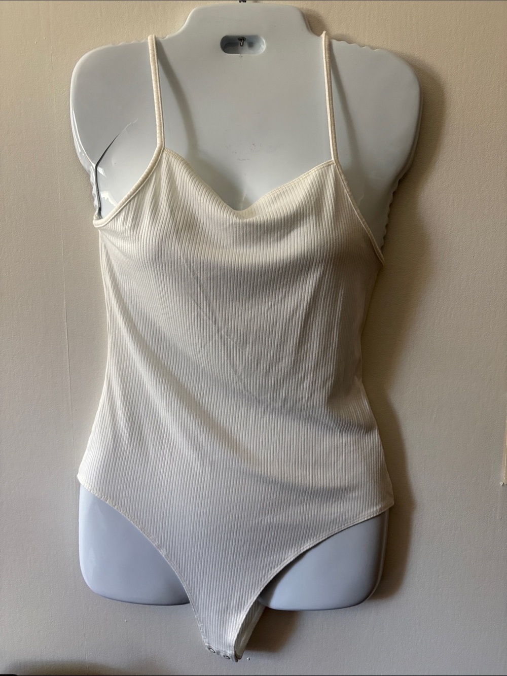 wild fable Ivory Ribbed Spaghetti-Strap Bodysuit